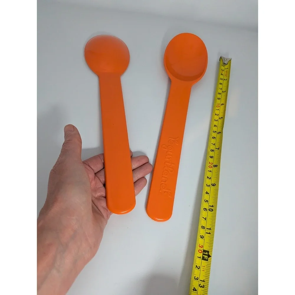 Set of 2 Giant 12 Yogurtland Melamine Orange Spoons Plastic